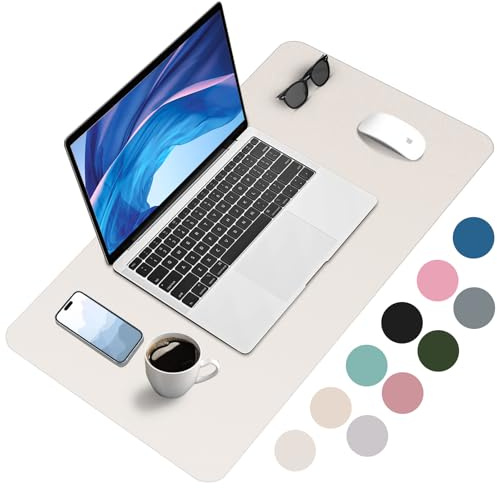 Zanfqvo Schreibtischunterlage 80x40cm - Mauspad XXL aus PU-Leder, Wasserdicht und rutschfest - Multifunktionales schreibunterlagen - tischunterlage für Büro/Home/Laptop (Beige)