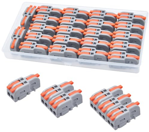 XALXMAW 22 Stück Kabelverbinder, 1 In 2 Out Kabelklemmen Elektro Verbindungsklemmen, 0.2-4mm² Leiter Klemme, DIY Kombinierbare Kompakt Lüsterklemme, Elektrische Anschlussblöcke