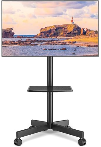RFIVER TV Ständer Rollbar mit Rollen für 23-65 Zoll Plasma/LCD/LED Fernseher, Fernsehständer Mobiler TV Wagen höhenverstellbar TV Stand Trolley Hält 40kg VESA 400x400 mm
