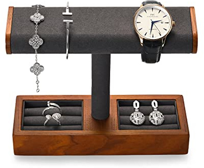 Oirlv Multifunktional Uhrenständer Holz,Uhrenhalter, | T-förmiger Ständer für Uhren & Armbänder. Multifunktional – ideal für Theke & Vitrine