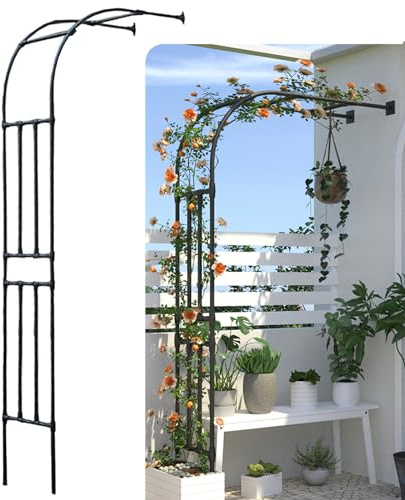 Halbseitiger Gartenbogen, robuster Gartenlaube, Stahlrahmen, Halbbogen für Kletterpflanzen, Rosen