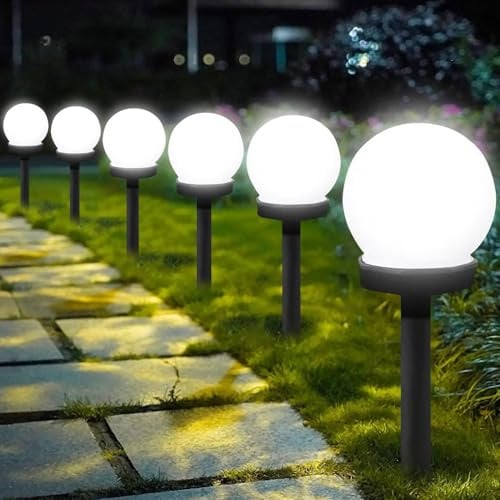 Shengruili 6 Stück Solarlampen für Außen Kugel,Solar Gartenleuchte,Wasserdichte Solarlampen für Garten,Solar Gartenleuchte Wasserdicht Solarlampe,Solarleuchten Garten Deko Terassendeko