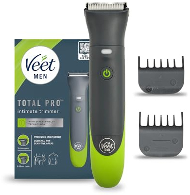Veet Men Intimate Trimmer - Intimrasierer für Männer - Intim- und Körperrasierer für Intimbereich, Gesicht, Achseln & Oberkörper - Wasserfester Herren Haartrimmer & Rasierer, Packaging May Vary