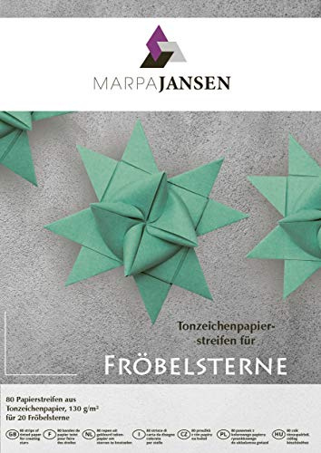 Papierstreifen für Fröbelsterne - (1,5 x 45 cm, 80 Streifen, 130 g/m²) - Tonzeichenpapier - mint