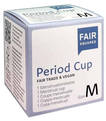 FAIR SQUARED Period Cup Menstruationstasse Größe M (13 ml) Natur-Bernstein | Menstruationsbecher aus fair gehandeltem Naturkautschuk, vegan, wiederverwendbar