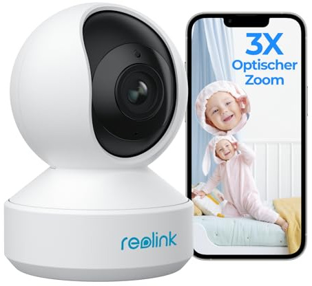 Reolink 5MP PTZ WLAN Überwachungskamera Innen, 2,4/5 GHz WiFi Baby Monitor mit Mensch/Haustiererkennung, Auto-Tracking, 3X Optischem Zoom, Heimüberwachungskamera für Ältere Kids, 2-Wege-Audio, E1 Zoom