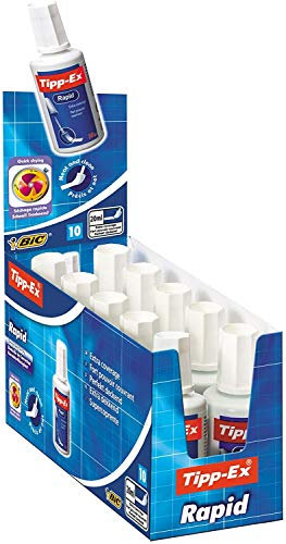 Tipp Ex 3 x Rapid Korrekturflüssigkeit, schnell trocknend, mit Schaum-Applikator, 20 ml, 10 Stück