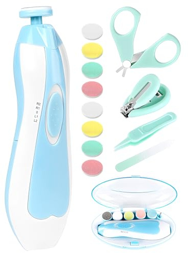 Qunlions life Baby-Nagelschneider, elektrisch, 12-in-1, Baby-Nagelknipser, sicheres Baby-Nagelfeilen-Set mit Nagelknipser, Schere, Pinzette und Nagelfeilen