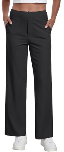 GRECERELLE Palazzo Hose Damen Elegante Locker Weites Bein Hose Taille Dehnbar Lounge Hose mit Taschen
