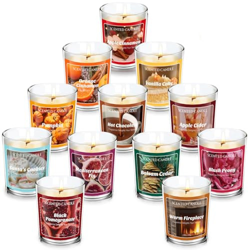 SCENTORINI Duftkerzen im Glas Weihnachts Adventskalender Geschenkset,12 Duftkerzen, Countdown Weihnachtskalender 2025, Sojawachs Aromatherapie Kerzen für Christmas Deko
