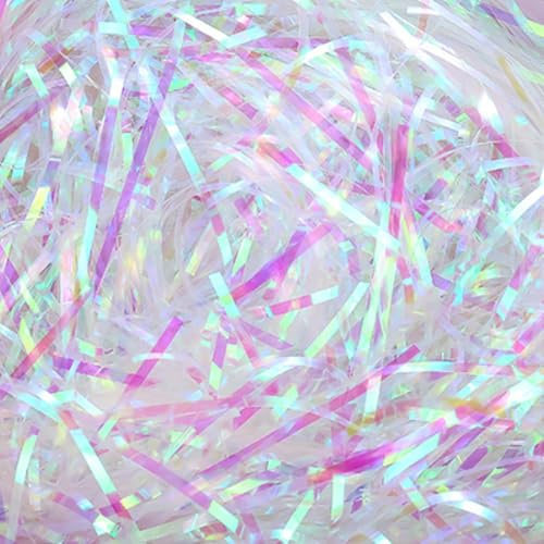 JSTHHTT 200g Raffia Füllmaterial Geschenk, Glänzend Geschreddertes Papier Füllmaterial, Hamper Shred, für Geschenkbox, für Party Hamper Füllung und Geschenkverpackung Dekorations