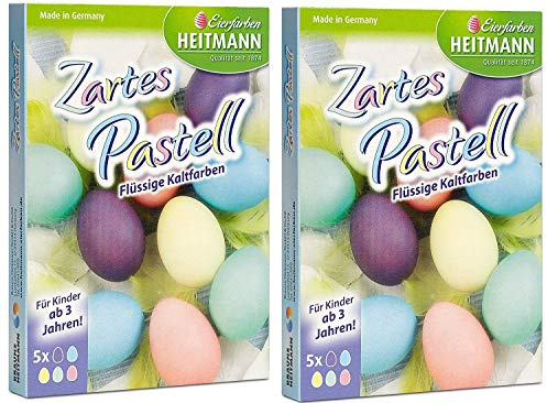 Brauns Heitmann Ostereier Farben Eierfarben Zartes Pastell - flüssige Kaltfarben - gelb, rosa, türkis, grün, Flieder - Oster-Eierfarbe - buntes Osternest- Oster Eier bemalen Deko Ostern