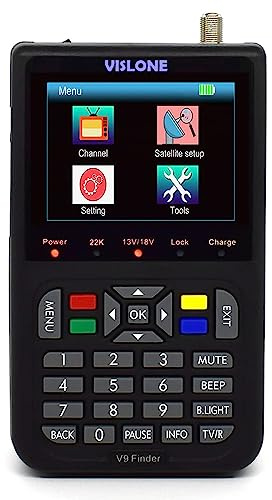 Satelliten Finder, VISLONE V9 Satelitenfinder Meter Digital Sat Messgeräte, Satellitensucher 3,5-Zoll-LCD-Digitalanzeige Satellitenfernsehen (Deutsche Bedienungsanleitung)