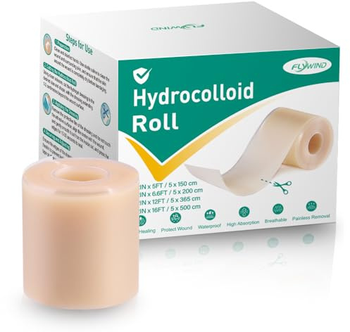 Hydrokolloid Pflaster Rolle, 5cmx150cm Hydrokolloid Pflaster Verbände Blasenpflaster Wundpflaster Selbstklebender Wasserfestes Hydrocolloid Roll Bandagen Rolle Atmungsaktive Hautfreundlich