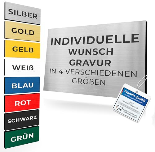 Klingelschild mit Gravur | Namenschild Briefkasten selbstklebend Türschild in vielen Farben & Größen | Briefkastenschild mit Wunschtext Schild für Haustür wetterfest | Namen Plakette (1 Schild)