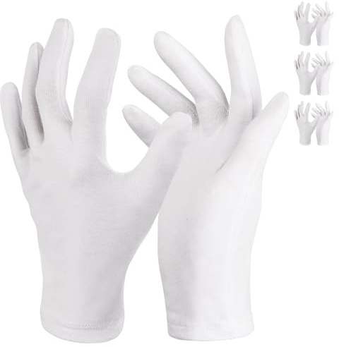 Donfri 3 Paar Baumwollhandschuhe mit Elasthan Feuchtigkeitshandschuhe M | 92% Baumwolle, Atmungsaktiv, Wederverwendbar, Pflege für Nacht, Hautfreundlich für Ekzeme Trockene Hände, Hand-Spa