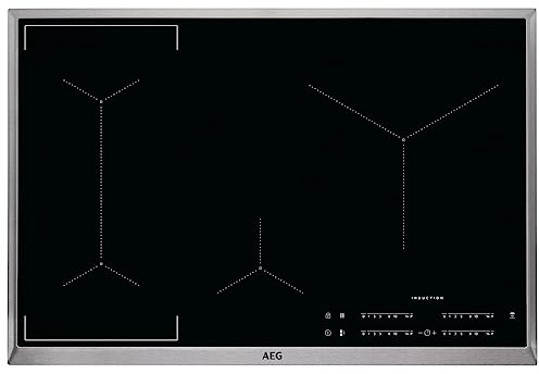 AEG IKE84441XB Autarkes Kochfeld/Herdplatte mit Touchscreen, Topferkennung & Hob²Hood-Funktion/Induktionskochplatte / 4 Kochzonen/Edelstahlrahmen / 80 cm
