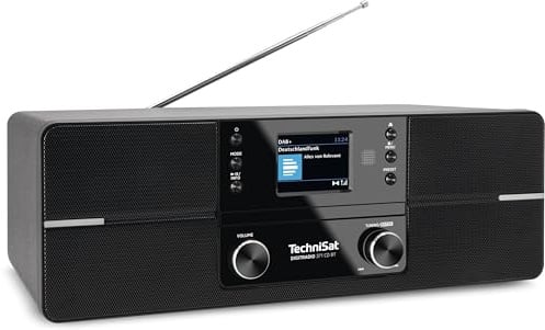 TechniSat DIGITRADIO 371 CD BT - Stereo Digitalradio (DAB+, UKW, CD-Player, Bluetooth, Farbdisplay, USB, AUX, Kopfhöreranschluss, Kompaktanlage, Wecker, 10 Watt, Fernbedienung) schwarz/silber