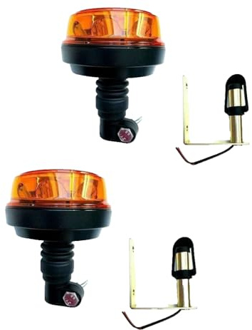 MelTruck 2x LED Warnleuchte Orange 12V/24V mit Aufsteckrohr U, Rundumleuchte R65 R10, 4 Blitzmuster Rotation Strobe, Warnlampe für LKW Traktor Baumaschinen Abschleppwagen – Set 2 Stück