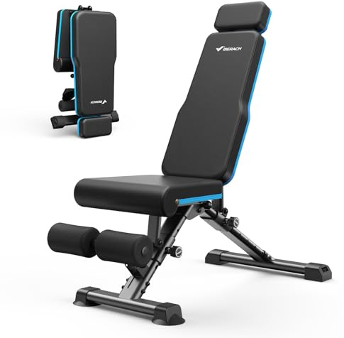 MERACH Hantelbank klappbar 450kg Belastbar mit Verlängerter Kopfstütze,108-fach Verstellbare Schrägbank,Multifunktionale Trainingsbank für Ganzkörper-Workout Zuhause