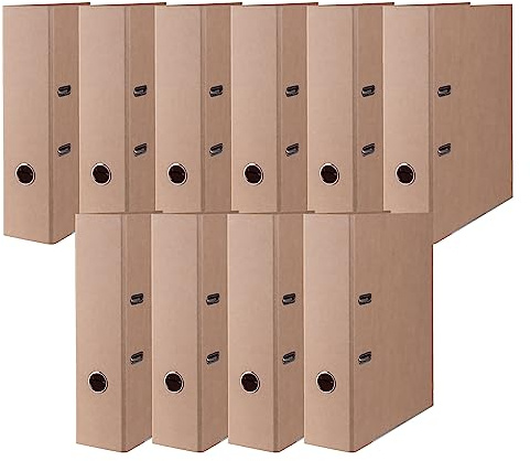DONAU Premium Ordner ECO MAXI FSC / 10er Pack - 10 Stück/Breit/DIN A4 8 cm - 80 mm/Braun Beige/Gut für die Umwelt/Aktenordner aus Pappe/Made in EU