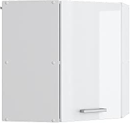Vicco Eckhängeschrank R-Line, Weiß Hochglanz, 57 cm | Verbindet zwei Küchenseiten · 1 Einlegeboden · 1 Tür · Tiefe – 31 cm · Platzsparende Ecklösung