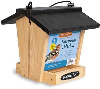 Welzhofer Vogelfutterhaus Markus, Vogelhaus zum Aufhängen | Große Futteröffnung, einfach und sauber zu befüllen, handgemacht in Europa