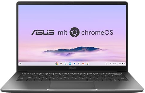 ASUS Chromebook Plus CX14 CX1405CTA Laptop | 14 FHD 16:9 IPS Display | Intel Core 3-N355 | 8GB RAM | 128GB eMMC | Intel UHD | ChromeOS | QWERTZ | Rock Grey (AC Adapter Sold Separately)