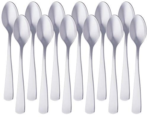 Amazon Basics Kaffeelöffel aus Edelstahl mit quadratischem Rand, 14,2 cm, 12er-Pack