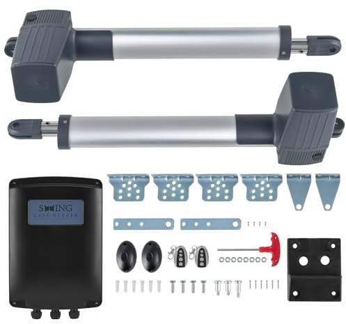 CO-Z Automatischer Flügeltorantrieb Torantrieb Drehtorantrieb Toröffner Doppelflügeltorantrieb Set max. 2,5m oder 300kg pro Flügel mit 2 Fernbedienungen Arm Swing Gate Opener (80Wx2)