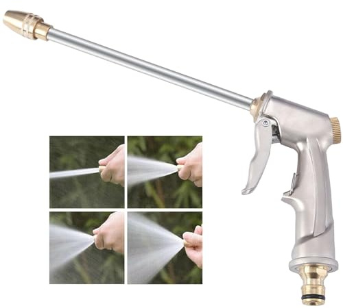 Gartenbrause Metall Hochdruck Garten Handbrause 4 Verstellbare Muster Wasserpistole Handbrause Garten-Spritzpistolen für Autowäsche Haustierdusche Gartenarbeit Bewässerungspflanzen