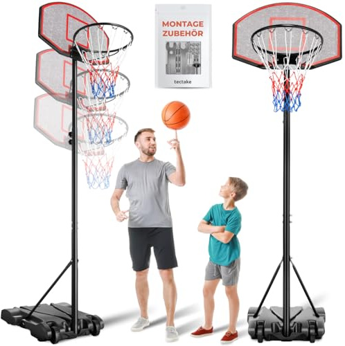 tectake® Basketballkorb Outdoor mit Basketballständer, Basketballkorb höhenverstellbar von 178 bis 213 cm, Basketballständer mit Rädern, Garten Spielgeräte wetterfest Outdoorspiel