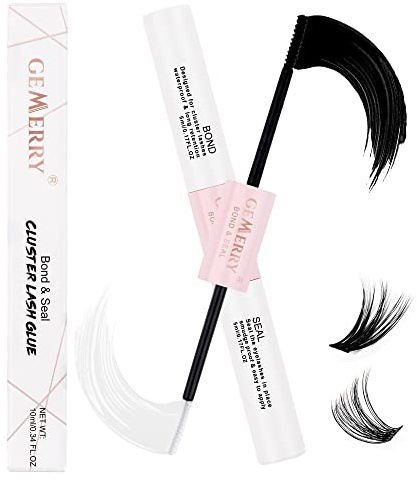 GEMERRY Wasserfester Wimpernverlängerungskleber 2 in 1 für DIY Cluster Lash Bond and Seal Kleber zu Hause Starker Halt GEMERRY Wimpern Glue (10ml)