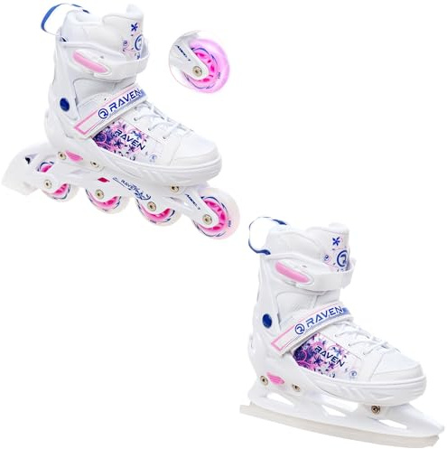 RAVEN 2in1 Schlittschuhe Inline Skates Inliner LED Räder für Kinder Mädchen verstellbar