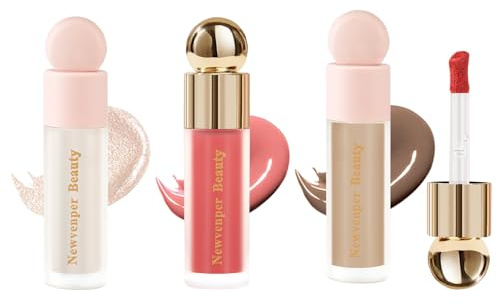 Contour+ highlighter+ Gesichtsrouge mit Gesichtspinsel, langanhaltend und geschmeidig Liquid Blush Liquid highlighter + Contour