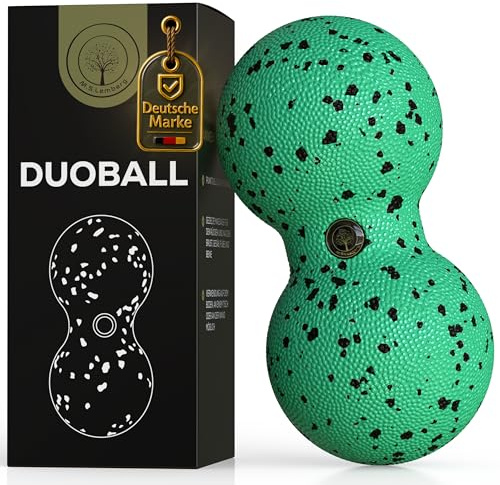 M.S.Lemberg Duoball - Faszienball 8x16cm für Rücken, Nacken & Wirbelsäule | Punktgenau entspannen - Massageball für Schultern, Beine & Füße - kleine Twin-Peanut Faszienrolle in Grün