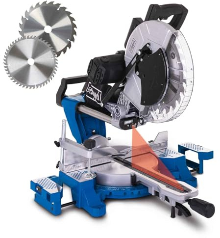 Scheppach Kappsäge HM140L | 105mm Schnitthöhe | 330mm Schnittbreite | Laser & LED | 2000W | 2xSägeblatt Ø305mm | beidseitig neigbarer Sägekopf | ausziehbare Werkstückauflage | Gehrungssäge Kappzugsäge