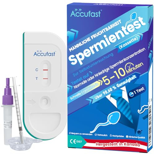 Accufast Fruchtbarkeits Test für Männer – Spermientest für Männer: Zeigt Normale oder Niedrige Spermienanzahl an | Fruchtbarkeitstest für Privatgebrauch – Genauigkeit 98,6% | Hergestellt in Kanada