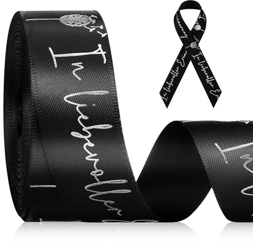 Panelee 20 mm x 9 m Trauerschleife für Selbst Gestalten Trauerband mit Text Schleifenband für Verpacken von Trauergeschenken Verpackungsfotorahmen Trauerkranz (Schwarz, In liebevoller Erinnerung)