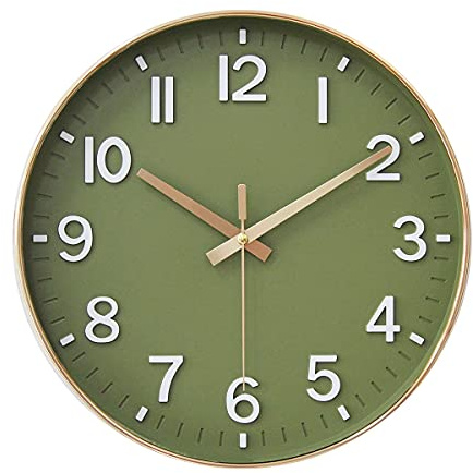 HZDHCLH 30cm Lautlos Wanduhr Schleichende Sekunde mit Arabisch Ziffer ohne Ticken für Dekoration Wohnzimmer, Küche, Büro, Schlafzimmer (Matcha Grün)