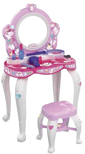 Chicos - Top Star Einhorn Schminktisch für Kinder | Frisiertisch mit Hocker & Spiegel | 12-teiliges Beauty-Set mit Föhn & Zubehör für Mädchen ab 3 Jahren (87398)