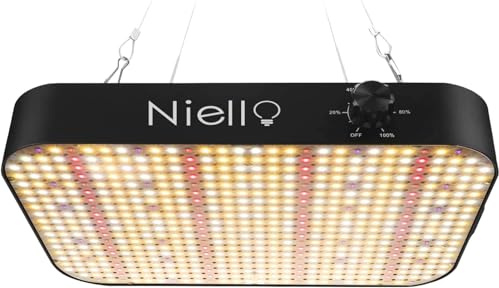Niello 1200W LED Grow Lampe mit Vollspektrum, UV & IR für Pflanzen | Dimmbare Pflanzenlampe, Daisy Chain Funktion, Pflanzenlicht für VEG & Blüte, ideal für Zimmerpflanzen