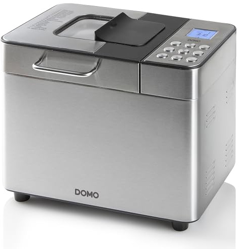 DOMO B3971 Brotbackautomat 500-750-1000gr - 18 Programme - inkl. Dispenser und glutenfreiem Programm Edelstahl