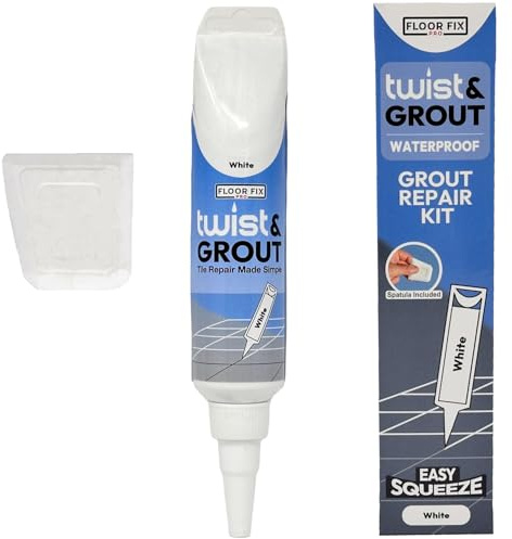 Twist & Grout Fugenmörtel–Von Floor-Fix Pro – Schnelle Reparatur für Fliesen in Bad, Dusche und Küche – Vorgemischtes, Langlebiges und Wasserfestes Fliesenrenovierungsset–Inklusive Spachtel (Weiß)