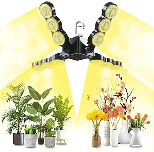 SANSI 60W Pflanzenlampe LED Vollspektrum, IP65 Faltbar Grow Light mit Haken | 600 Watt Equivalent Hook Foldable Pflanzenlicht für Zimmerpflanzen, Hydroponik, Sukkulenten, Setzlinge, Gemüse, Blumengarten