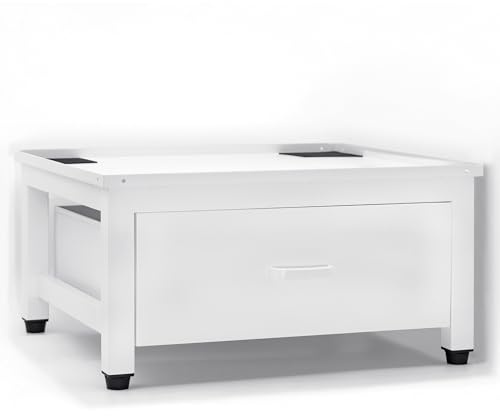 osoltus Waschmaschinen Untergestell lackierter Metall Sockel | Erhöhung für Waschmaschine oder Trockner mit höhenverstellbaren Schwingungsdämpfer Soft Stand 150kg Tragkraft | hochwertige Schublade