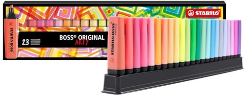 STABILO - Textmarker - BOSS ORIGINAL - ARTY - 23er Tischset - 9 Leuchtfarben & 14 Pastellfarben