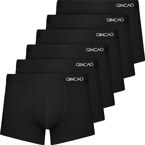 QINCAO Boxershorts Herren 6 Pack aus Baumwolle, Weich & Komfortabel | Hochwertige Baumwolle, Unterhosen Männer, der Stoff Verformt sich Kaum, Keine Kratzenden Etiketten, Ideal für den Alltag
