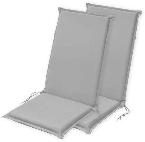 Traumnacht Komfort 2er Set Hochlehnerauflagen Outdoor silber, Bezug abnehmbar, mit Eckbändern und Einstellband, 120 x 50 x 6 cm, Öko-Tex zertifiziert, produziert nach deutschem Qualitätsstandard