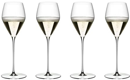 RIEDEL Veloce Champagne Wine Glass, 4-Pack, Clear Crystal, Premium Machine-Made